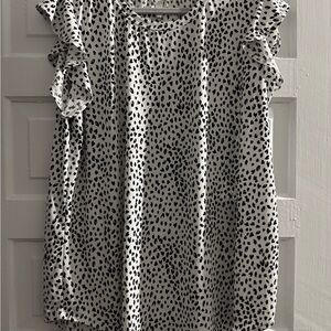 HEIMISH USA Black and White Ruffle Sleeve Blouse